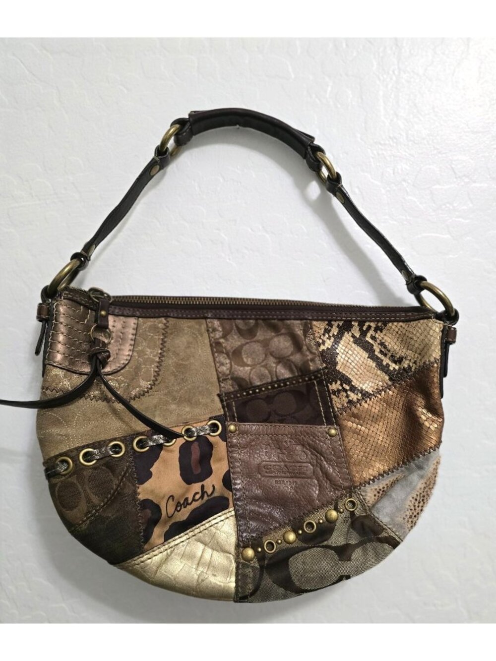 Vintage Y2K Coach Patchwork Leather & Suede Shoulder Bag F0893-13003 READ